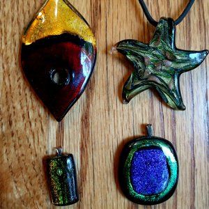 Dichroic Glass Pendant Lot - Fish, Starfish